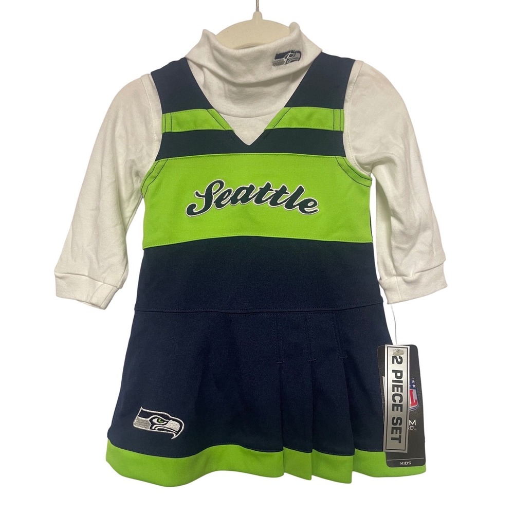Seattle Seahawks NFL Embroidered Cheerleading 2 Piece Dress Infant 12 Month NWT